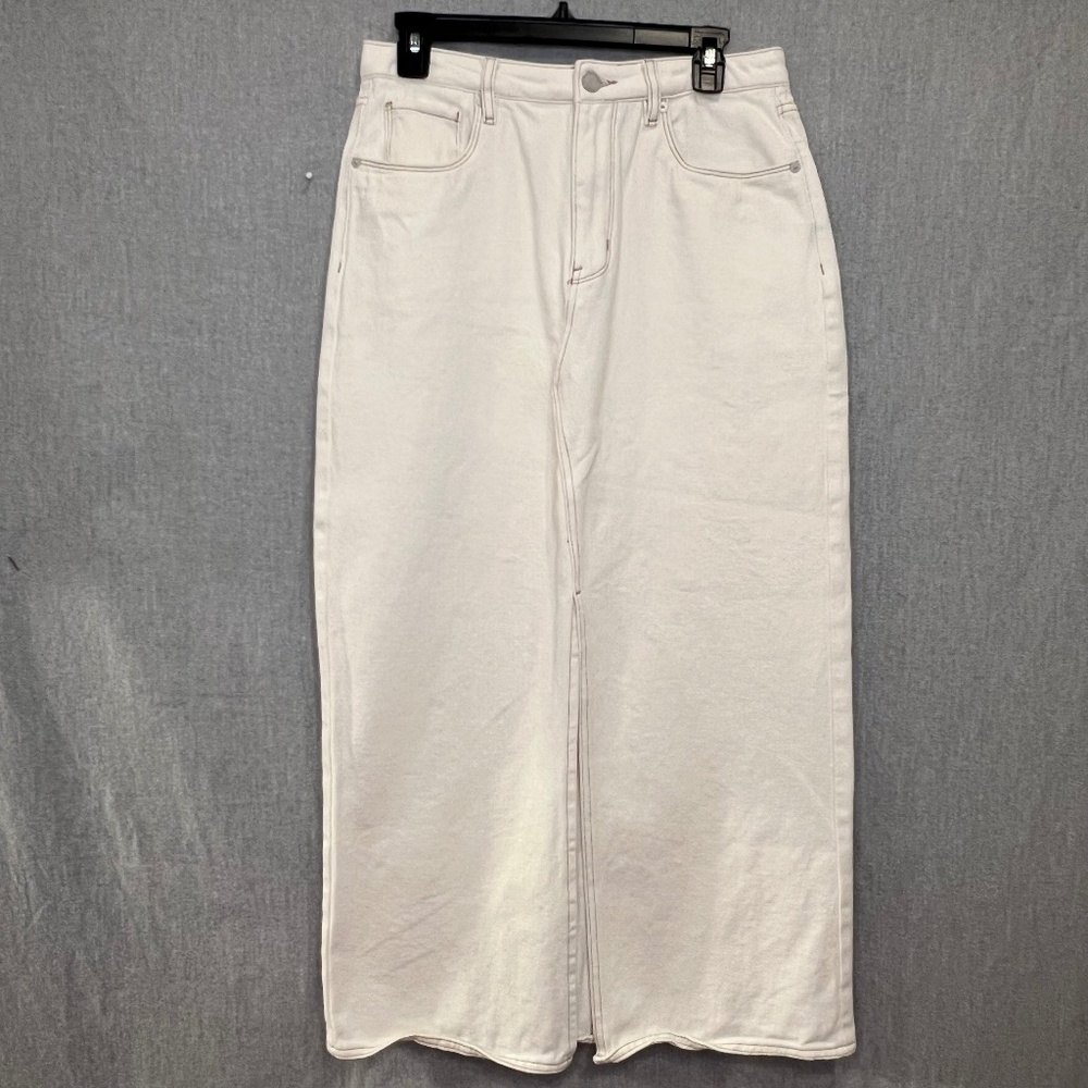 Blank NYC Ecru See You Again Denim High Rise Maxi Skirt 28 100% Cotton Slit 90s